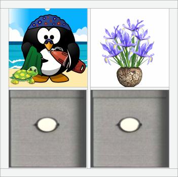 SKIVA Frontscheibe passend für IKEA® KALLAX Beach Pingu 0060